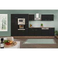 Küchenzeile Ohne Geräte B: 370 Cm Schwarz/eiche Dekor - Eichefarben/Schwarz, Basics, Holzwerkstoff (370cm) - Respekta