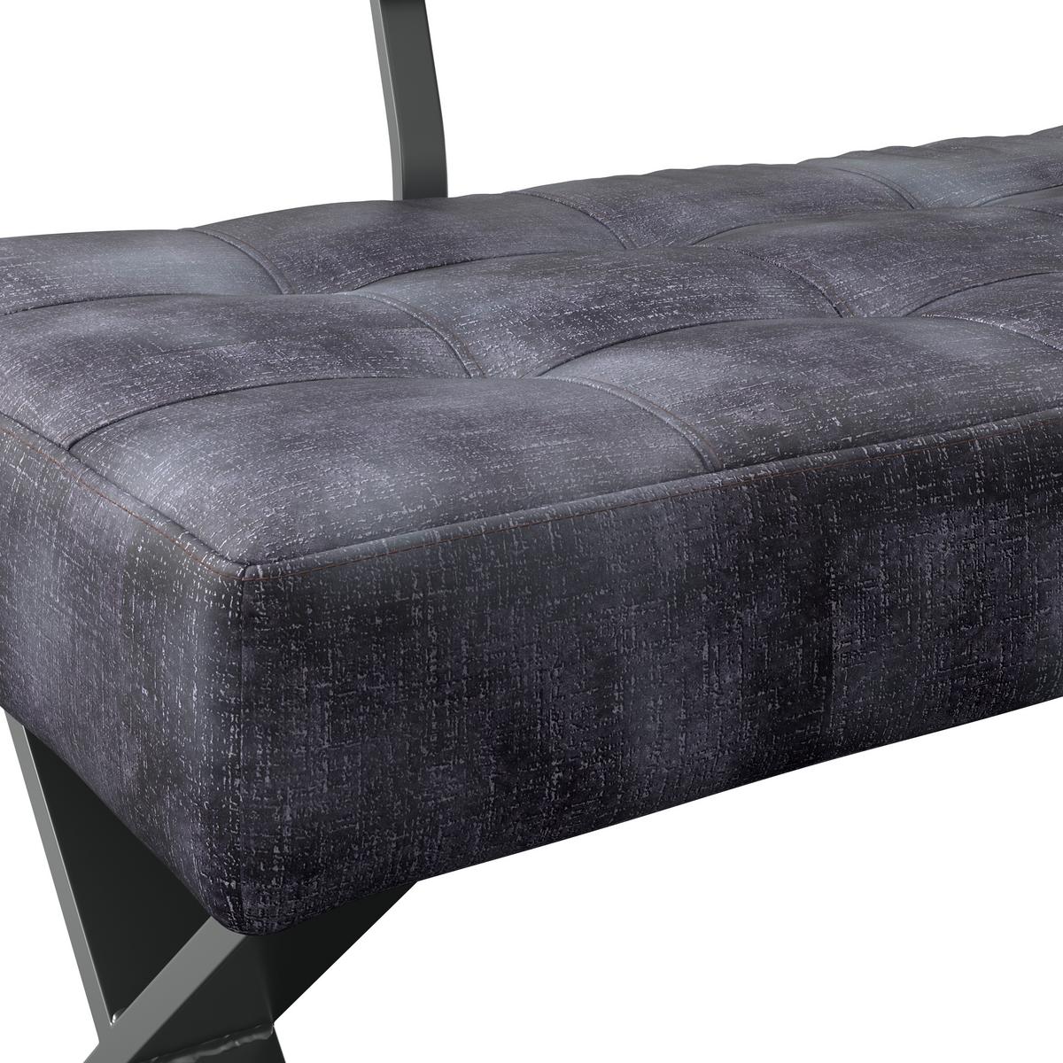 Sitzbank Mit Lehne Webstoff Anthrazit Donna B:140cm - Anthrazit/Schwarz, MODERN, Textil/Metall (140/93/61cm)