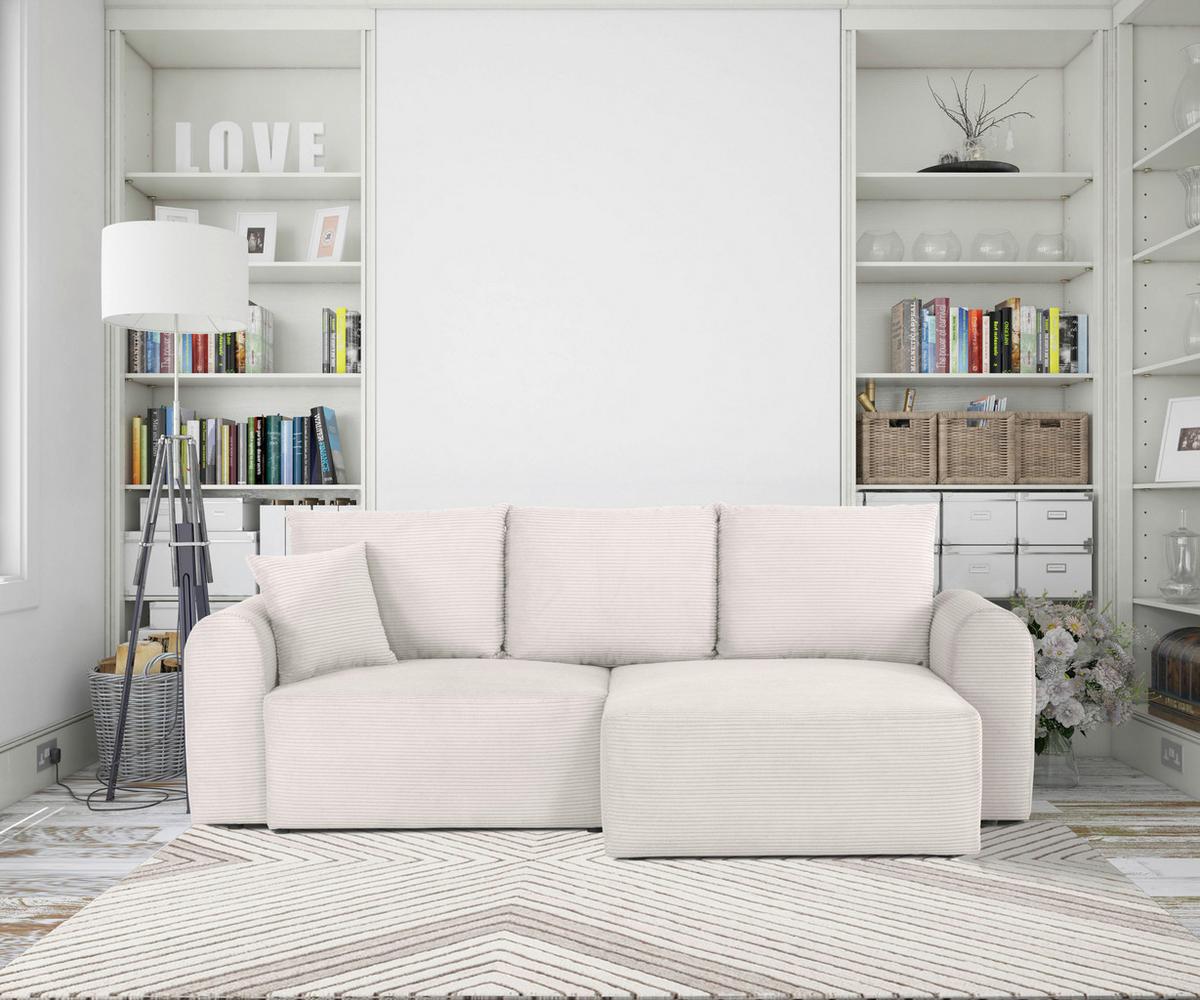 Ecksofa Joni Weiß S: 250 cm - Weiß, Design, Textil (250/151cm) - MID.YOU