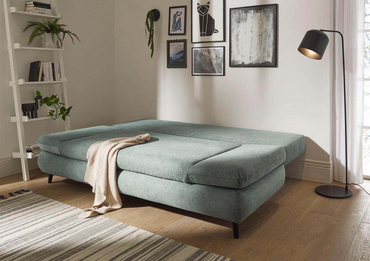 2-sitzer-sofa Mit Schlaffunktion Sunny B: 212 Cm - Graublau/Schwarz, KONVENTIONELL, Holzwerkstoff/Textil (212/88/101cm) - MID.YOU
