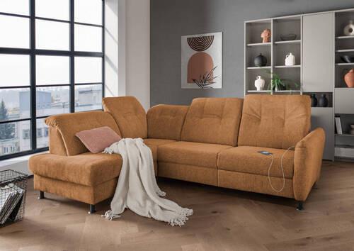 Ecksofa Minori Chenille Currygelb, S: ca. 198x270 cm - Currygelb/Schwarz, MODERN, Textil (198/270cm) - Livetastic