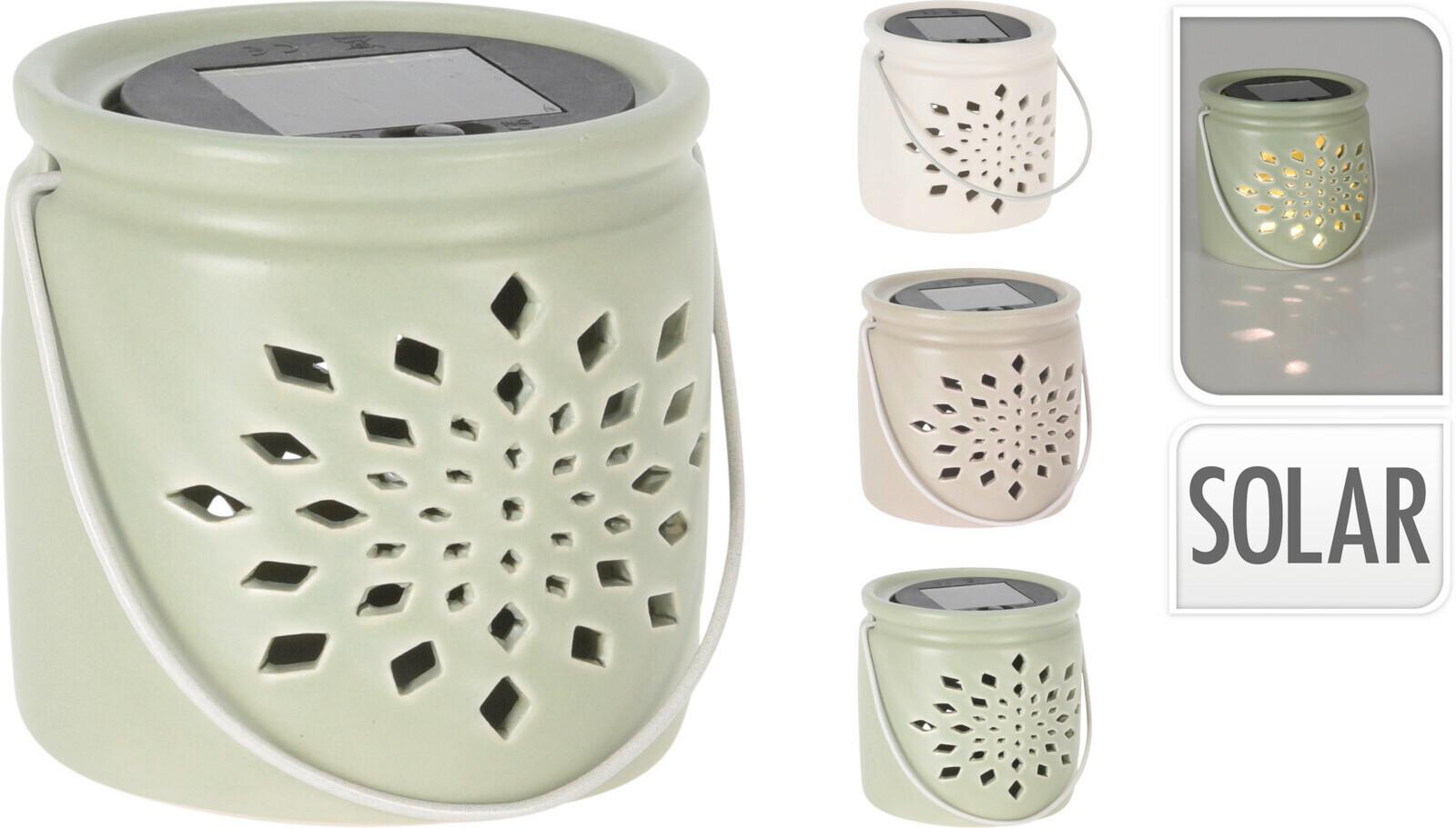 Lampáš LANTERN SOLAR - pink/svetlosivá, Basics (10/10/9.2cm)