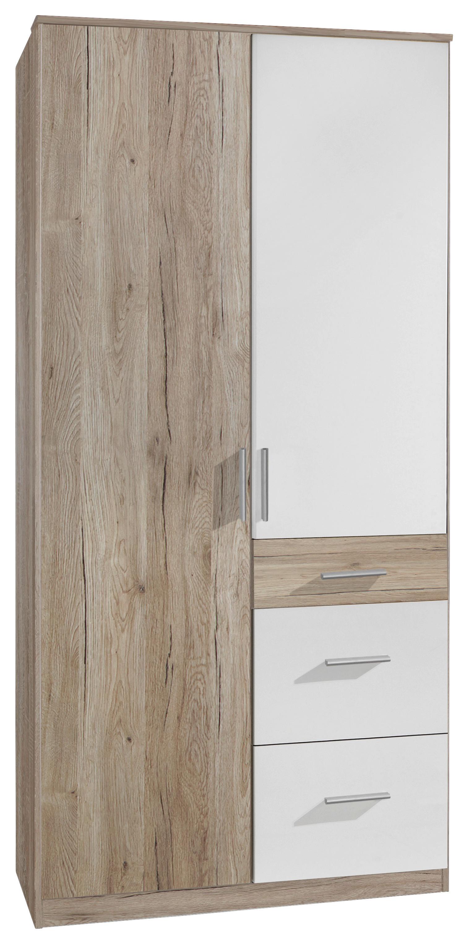 Kleiderschrank Joker Weiß/Eiche San Remo B: 91cm - Weiß/Eiche San Remo, KONVENTIONELL, Holzwerkstoff (91/199/58cm) - Carryhome