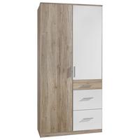 Kleiderschrank Joker Weiß/Eiche San Remo B: 91cm - Weiß/Eiche San Remo, KONVENTIONELL, Holzwerkstoff (91/199/58cm) - Carryhome