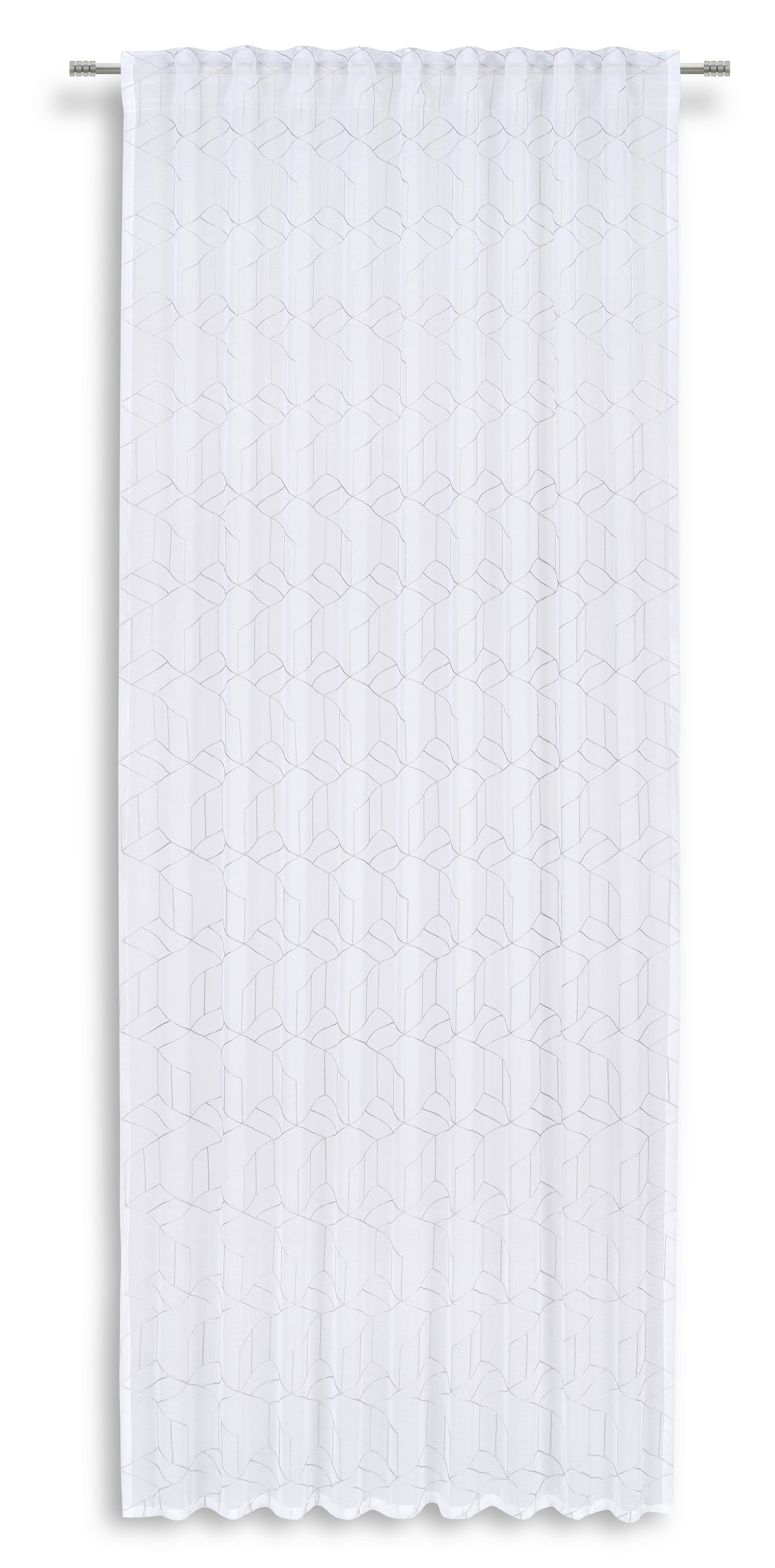 Vorhang Mit Band Sabina 140x245 Cm Silber/weiß