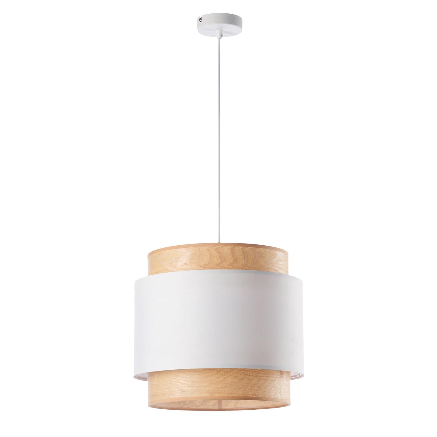 Hängeleuchte Legno Weiß Sandfarben L: 36 cm - Sandfarben/Weiß, Basics, Holz/Textil (36/36/130cm)