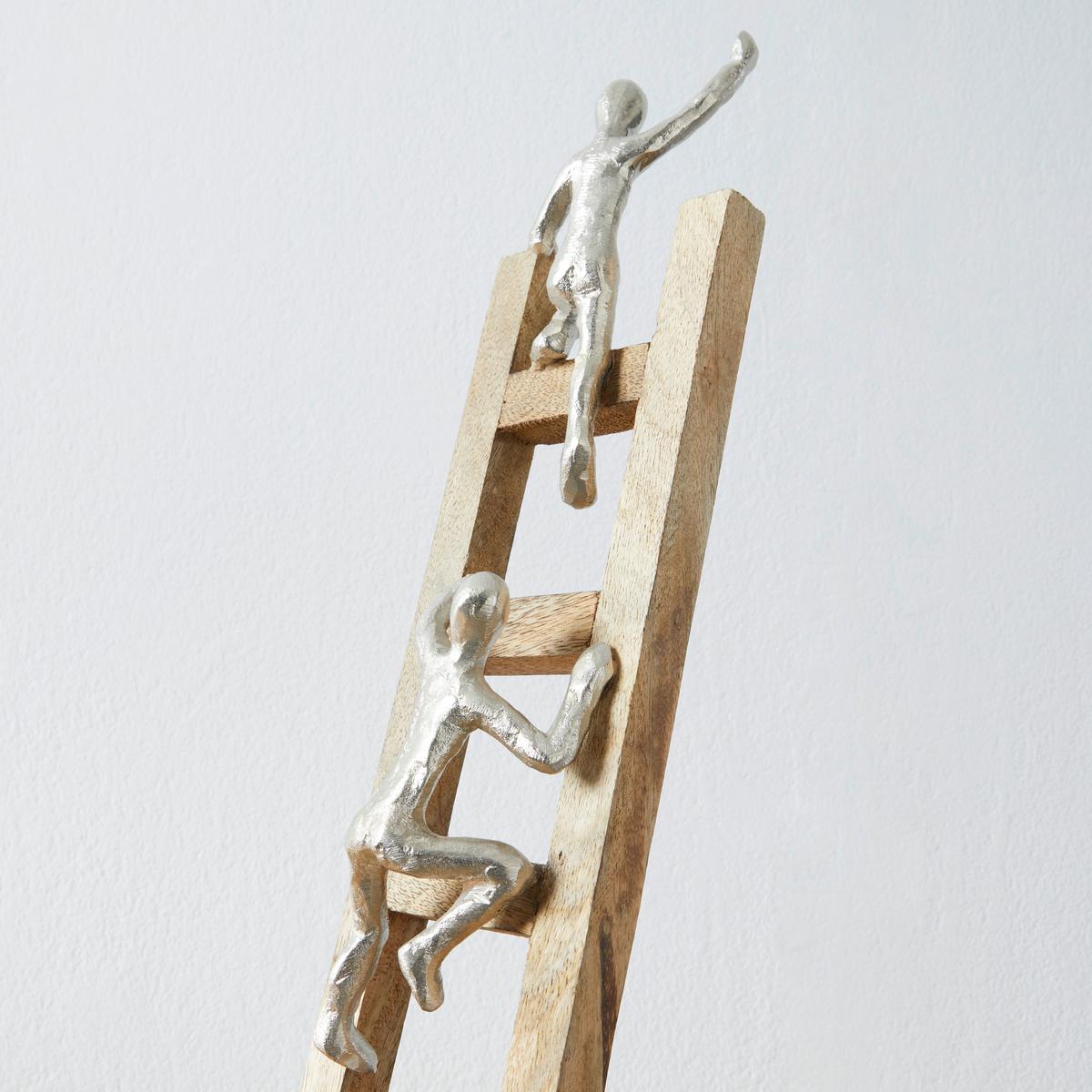 Drevená dekorácia Vissa - prírodná farba/strieborná, kov/drevo (13/10/57cm)