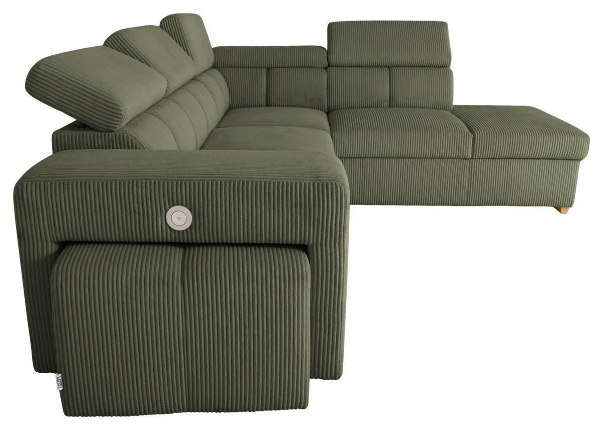 Ecksofa Sirius L olivgrün, 267x218cm - Eichefarben/Olivgrün, KONVENTIONELL, Holz/Holzwerkstoff (267/218cm)
