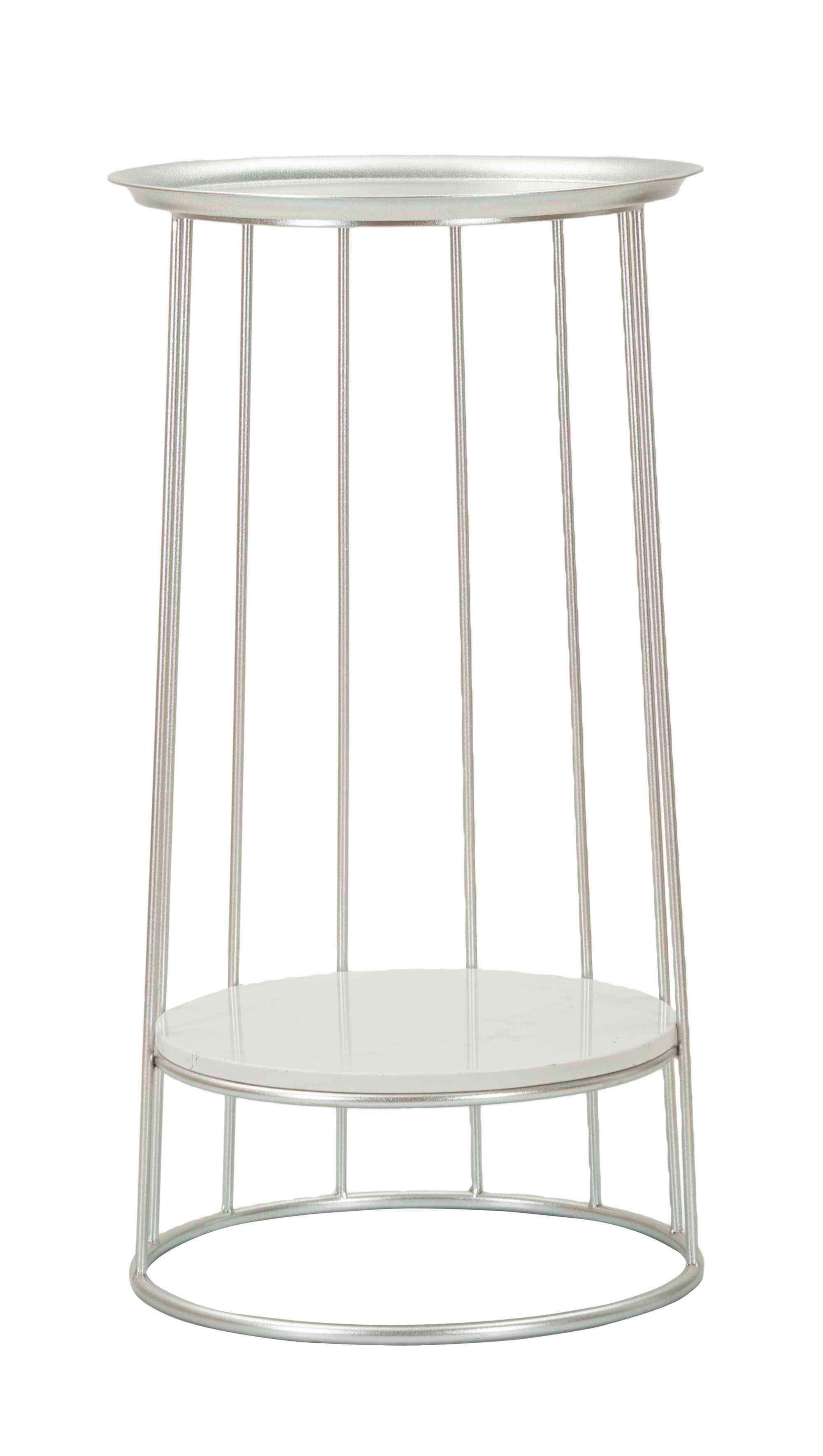 Couchtisch Towery Silberfarben B: 40 Cm - Silberfarben, Basics, Stein/Metall (40/76/40cm)