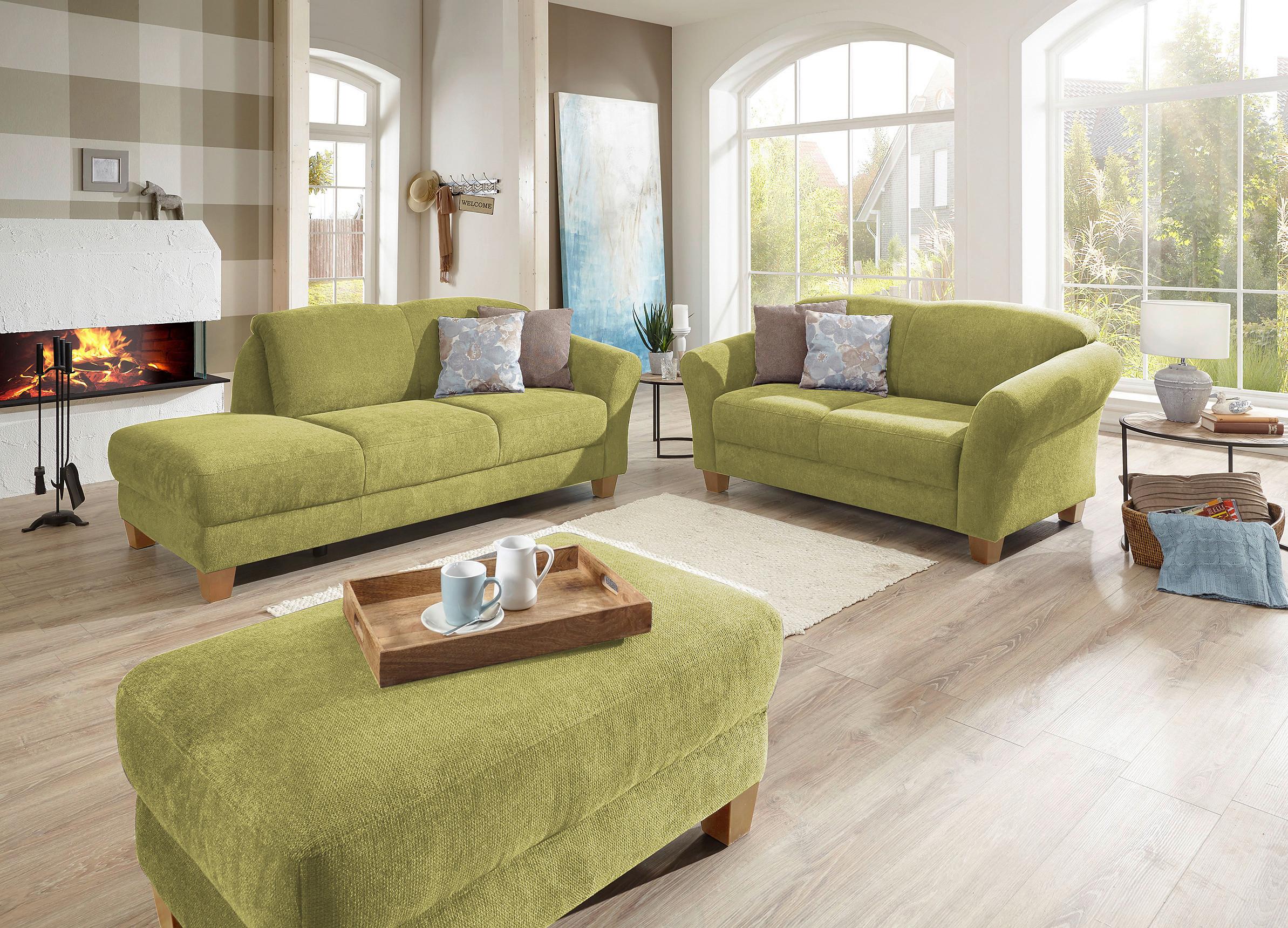 Récamiere Gotland V, Grün B: 194 cm - Naturfarben/Grün, KONVENTIONELL, Textil (194/84/91cm) - Sit & More