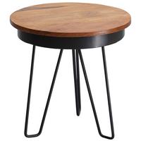 Beistelltisch mit Holzplatte Rund, Sheesham/Schwarz - Sheeshamfarben/Schwarz, Design, Holz/Metall (43/43/45cm) - MID.YOU