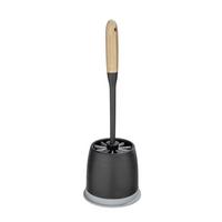 WC-Bürstengarnitur Allstar Stehend Kunststoff - Schwarz/Braun, MODERN, Holz/Kunststoff (12,4/38,4/12,4cm) - Wenko