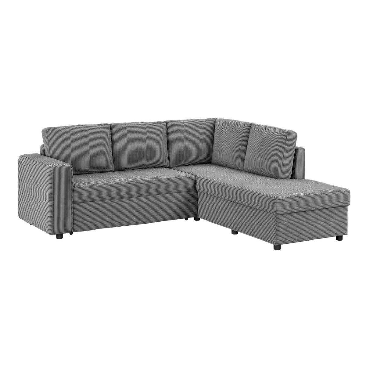 Ecksofa mit Schlaffunktion Toulouse anthrazit, 224x206cm - Anthrazit/Schwarz, Trend, Holz/Holzwerkstoff (224/206cm)