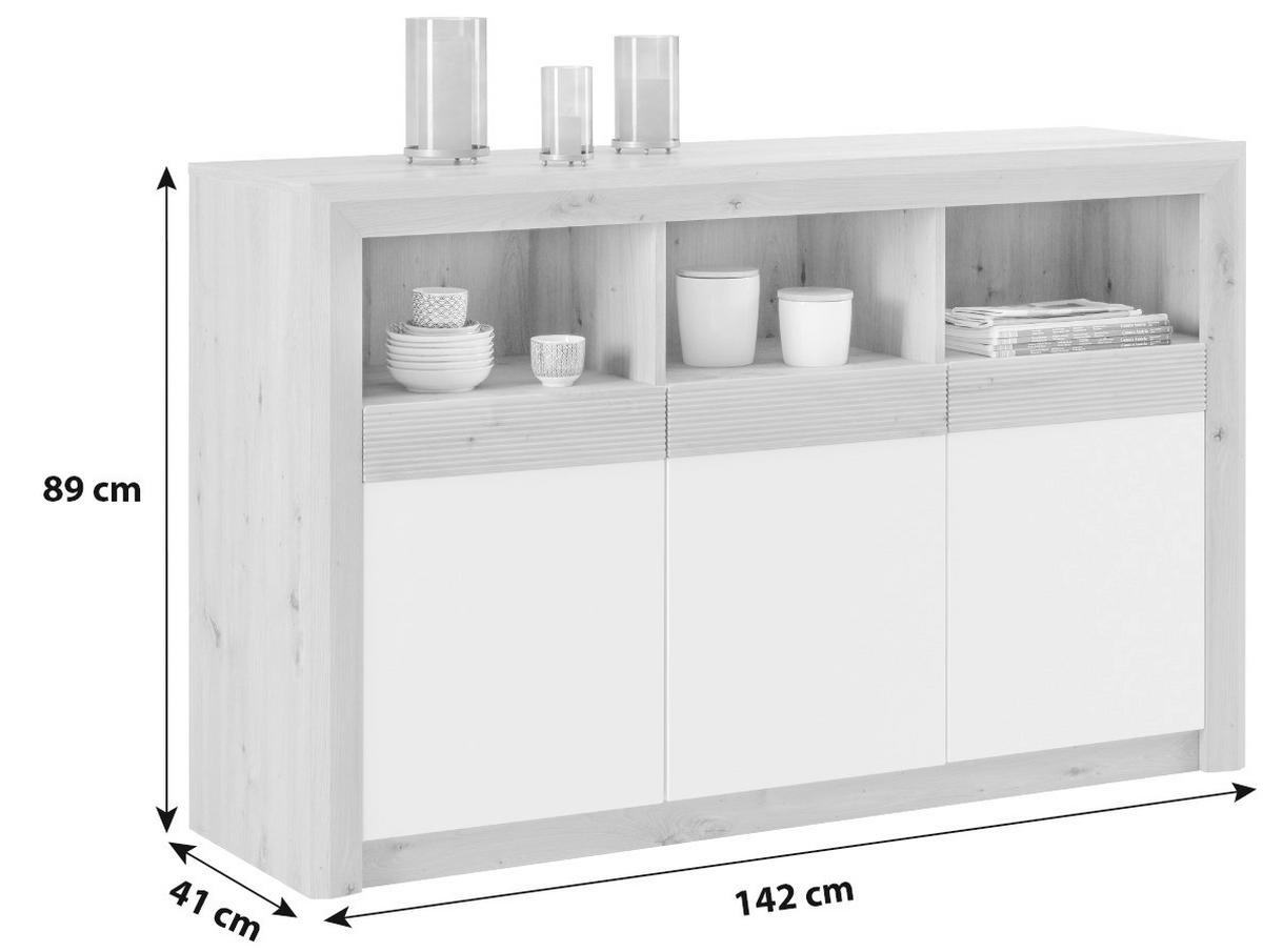 Sideboard M. Soft-close B: 142 Cm Kashmir New, Eiche Dekor - Eichefarben/Schwarz, MODERN, Holzwerkstoff (142/89/41cm) - James Wood