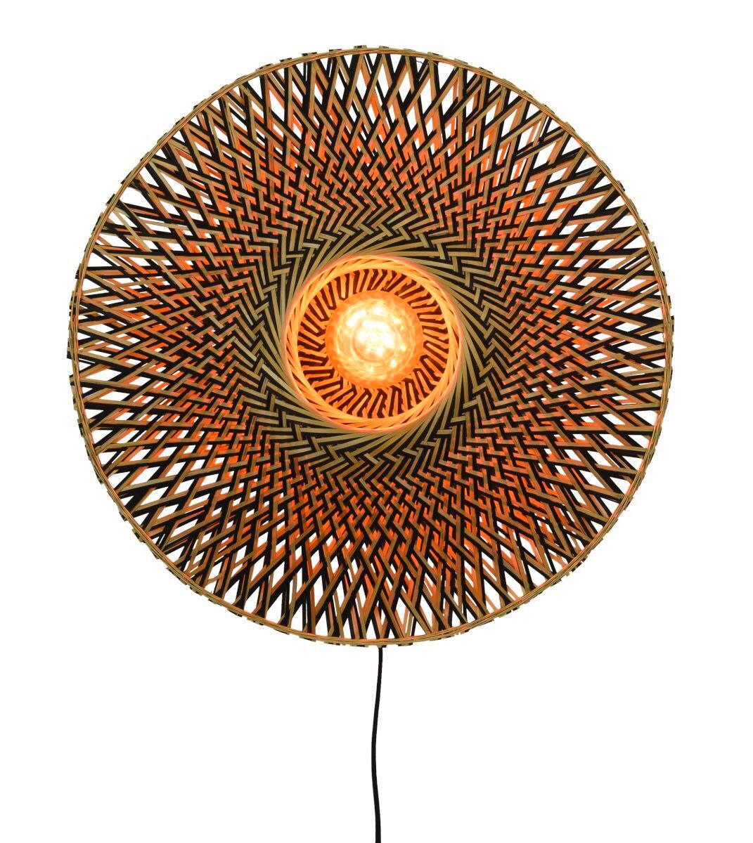 Wandleuchte Bali 1-flammig Mit Schnurschalter - Hellbraun/Schwarz, Design, Naturmaterialien/Metall (60/15cm) - Good & Mojo