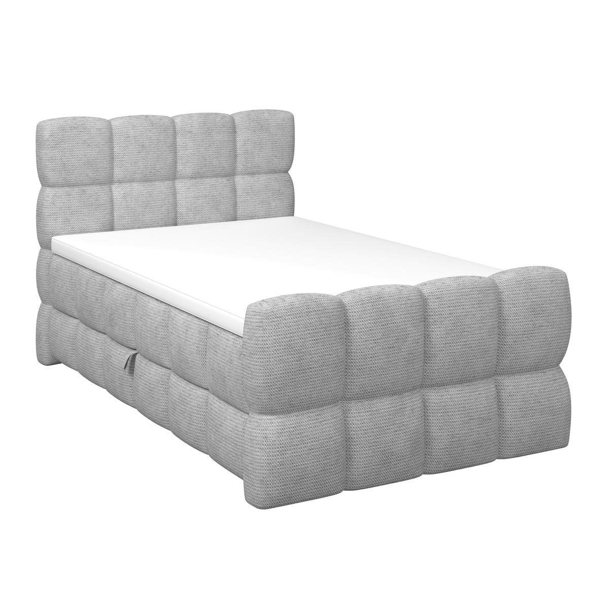 Boxspringbett Brisbane inkl. Bettkasten 120x200 - Hellgrau/Schwarz, Trend, Holz/Holzwerkstoff (120/200cm) - Sembella