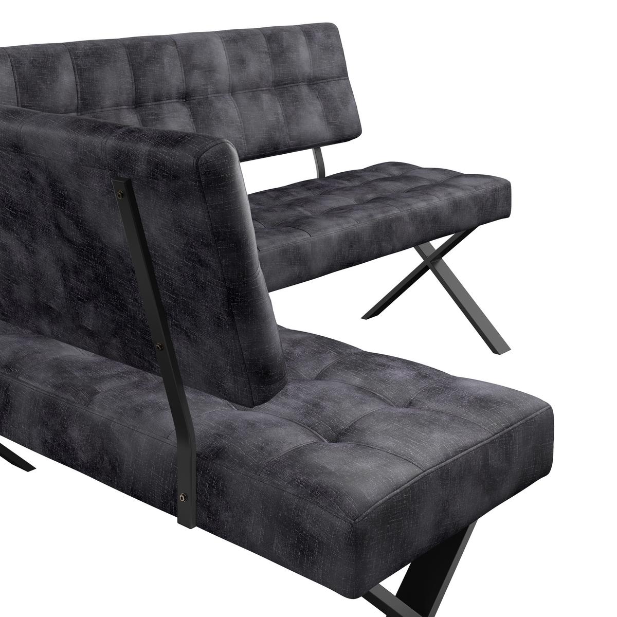 Eckbank Anthrazit Webstoff Donna Re 150x200 Cm - Anthrazit/Schwarz, MODERN, Textil/Metall (150/200cm)
