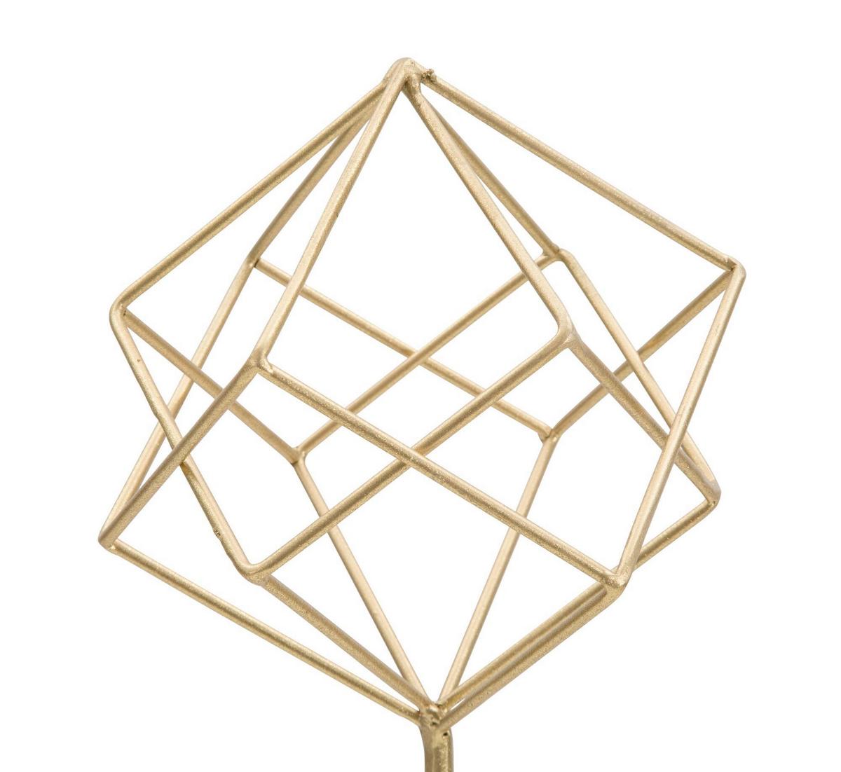 Skulptur Decor Cube Weiß, Goldfarben, H: 41,5 cm - Goldfarben/Weiß, Basics, Stein/Metall (16/41.5/18cm)