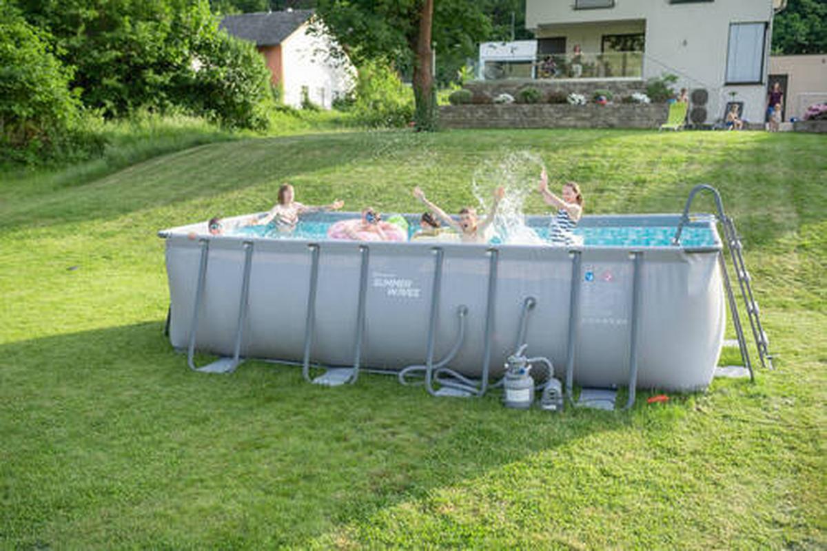 Aufstellpool Rechteckig D: 274 Cm - Anthrazit, KONVENTIONELL, Kunststoff/Metall (274/132/549cm)