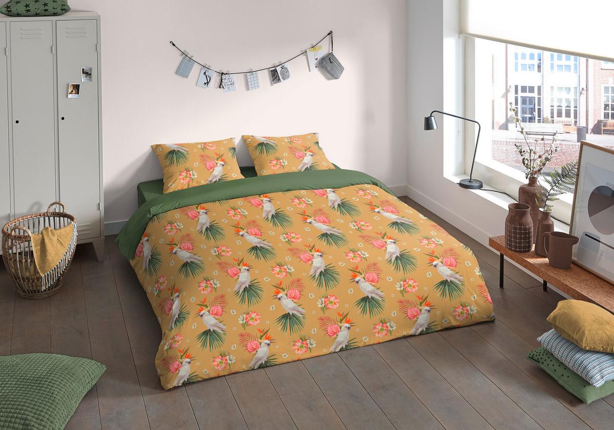 Bettwäsche Kakatoe Gelb Goldfarben 135x200 Cm - Gelb/Goldfarben, Design, Textil (135/200cm)