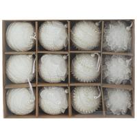 Sada vánočních koulí CONNY - bílá, Konvenční, textil/plast - Mömax