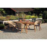 Gartengarnitur 5-tlg. Holz/ Metall/Kunststoff/Textil - Akaziefarben/Teakfarben, Basics, Holz/Kunststoff - Gardenson