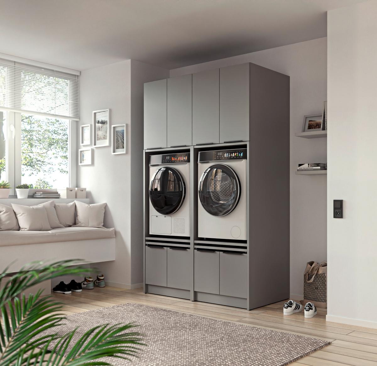 SKŘÍŇKA NAD PRAČKU TIDY HERO - šedá/černá, Basics, kov/kompozitní dřevo (70/150/68cm) - P & B