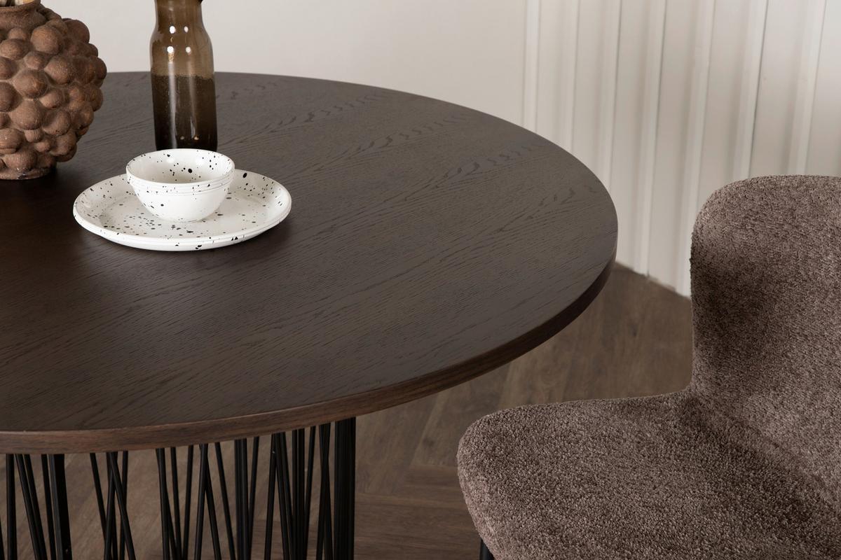 Esstisch Stone - Dunkelbraun/Schwarz, Design, Holzwerkstoff/Metall (120/120/74cm) - Livetastic