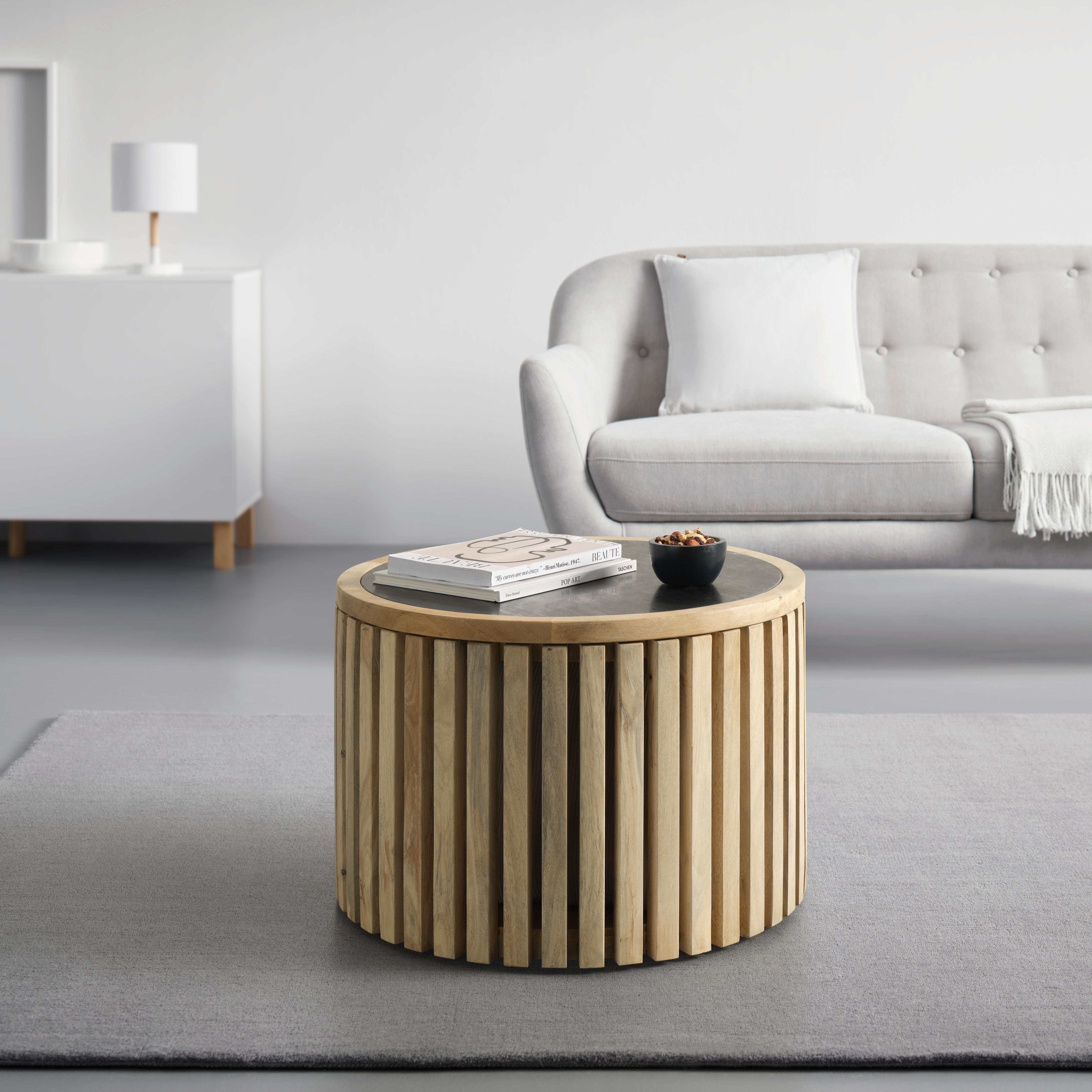 Konferenční stolek SWAY 60 - černá/přírodní barvy, Moderní, kov/dřevo (60/40/60cm) - Premium Living