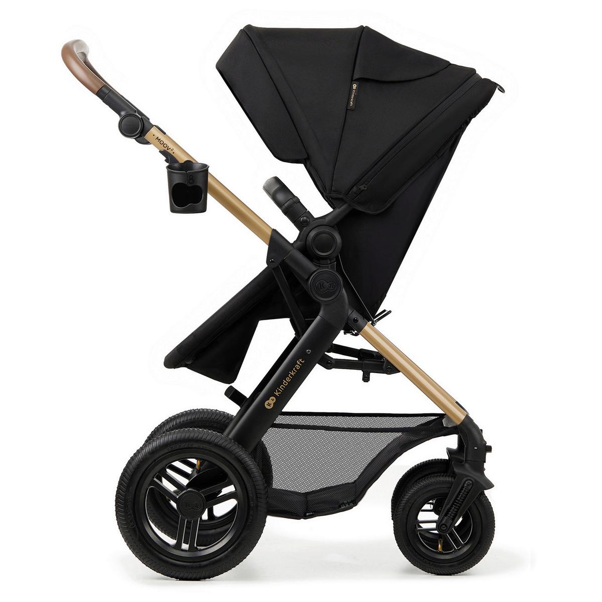 Kinderwagenset schwarz/gold 7tlg. - Goldfarben/Schwarz, Basics, Textil/Metall (86,5/60/106cm) - Kinderkraft