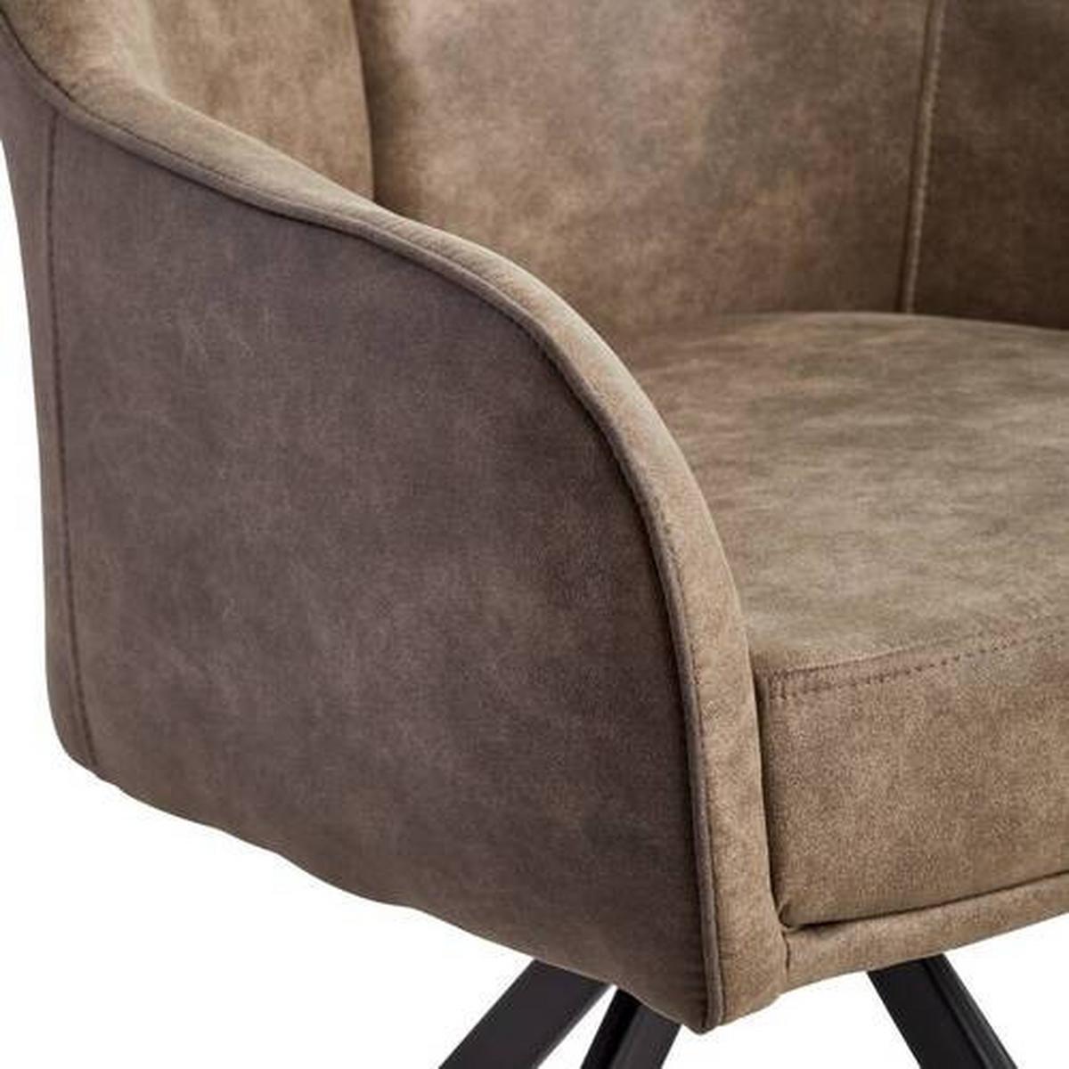 Armlehnstuhl Zwei Braun B: 62 cm - Hellbraun/Schwarz, MODERN, Holz/Textil (62/83/62cm) - Livetastic