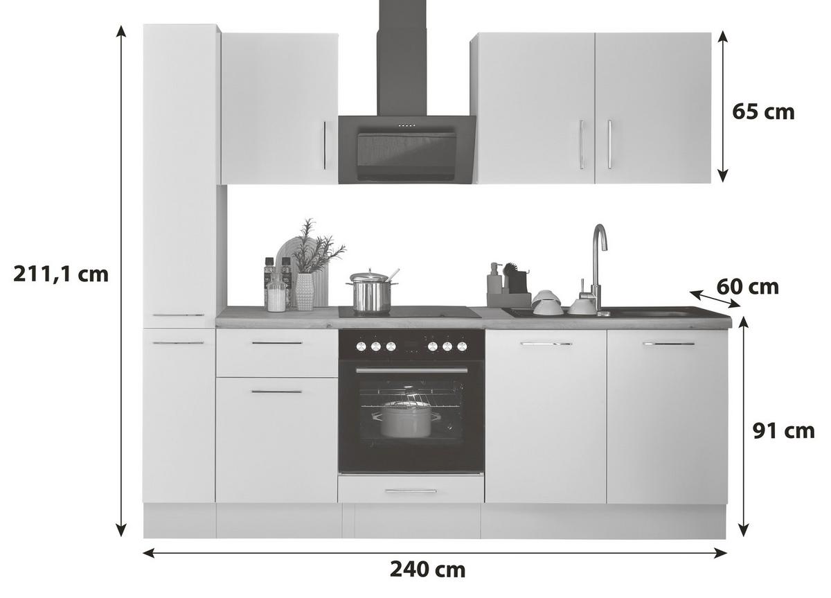 Küchenblock Turin Schwarz/Eiche Dekor B: 240 cm - Schwarz/Eiche Artisan, Basics, Holzwerkstoff (240cm) - P & B