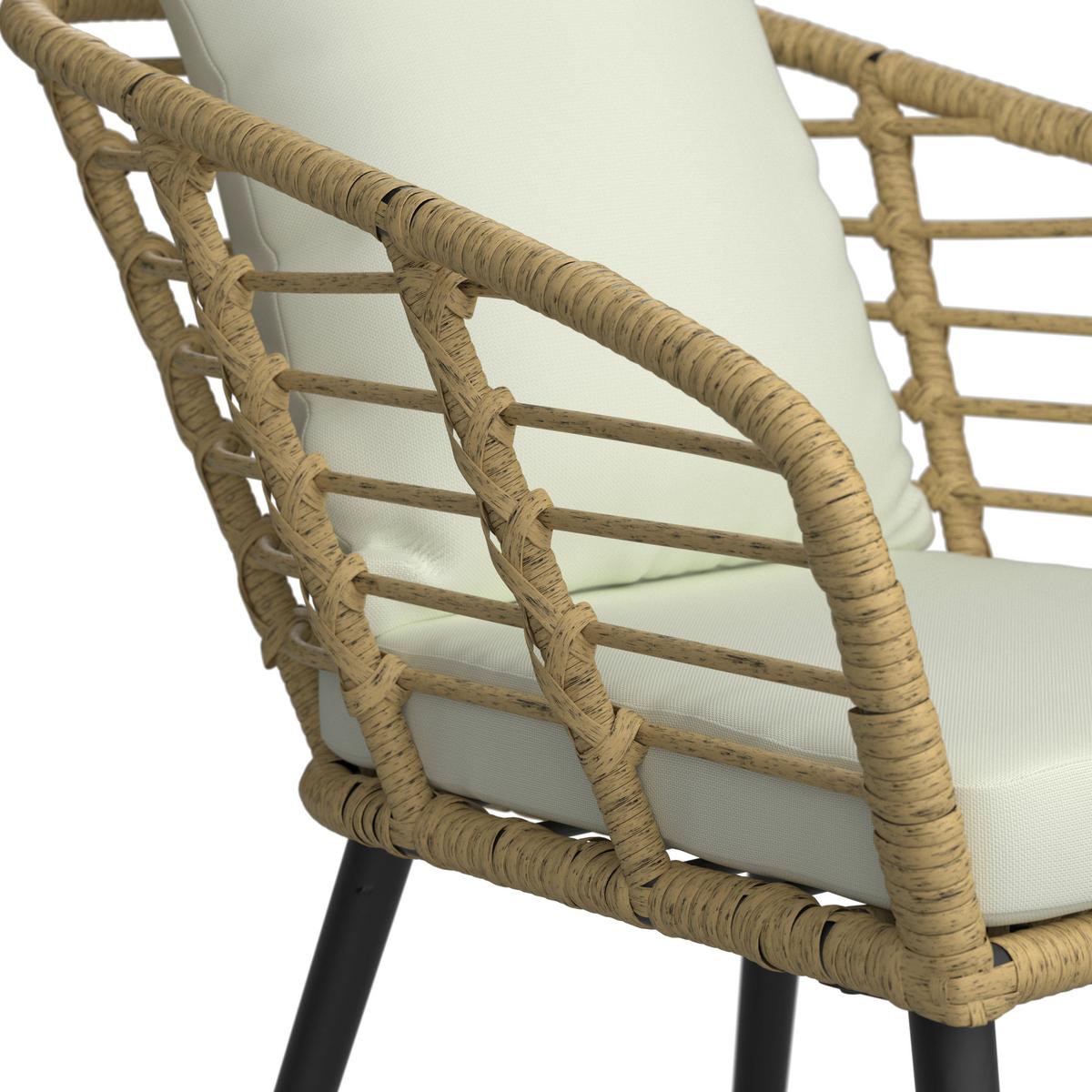 Balkonmöbel Set Sun Metall/ Kunststoff mit Kissen - Beige/Schwarz, MODERN, Glas/Kunststoff (56/72/66cm) - Beldano