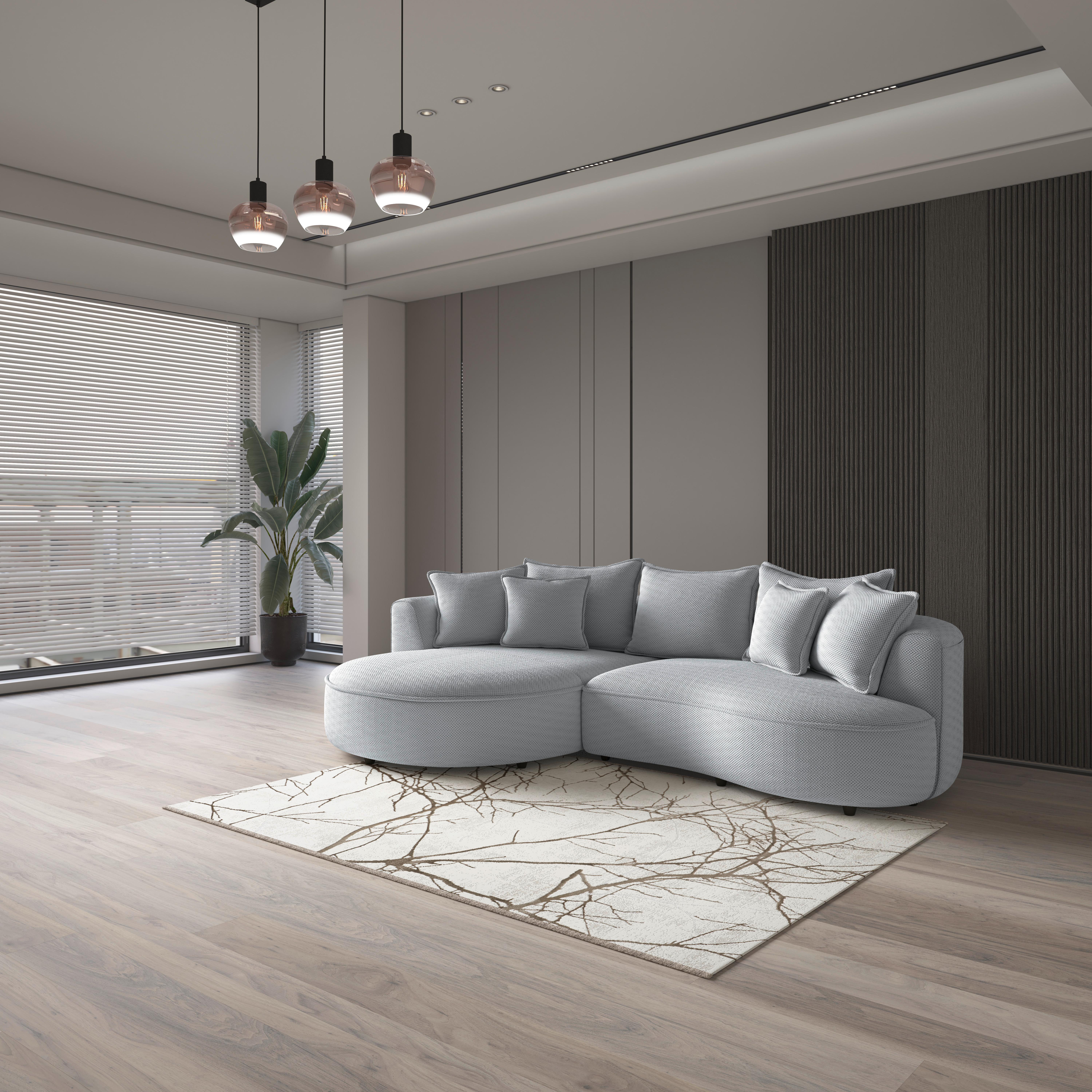 Ecksofa Levi - Grauweiß/Schwarz, MODERN, Textil (168/287cm)