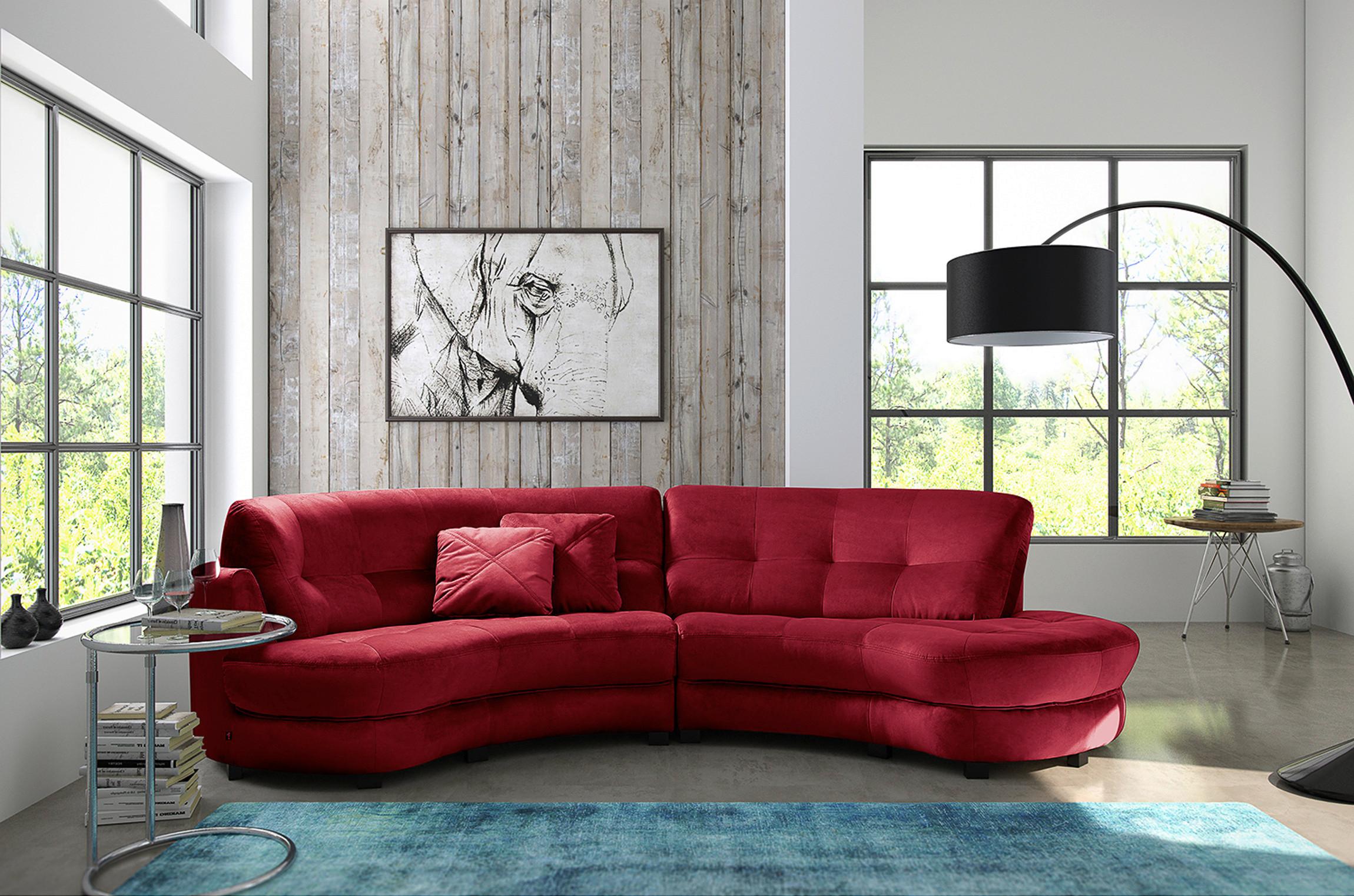 Ecksofa Bretania Bordeaux S: 300x113 cm - Bordeaux/Schwarz, Design, Textil (300/113cm) - Livetastic