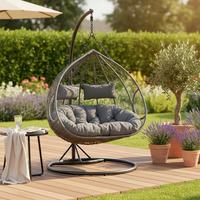 Závesné kreslo ENEA tmavosivé - čierna/tmavosivá, Modern, kov/textil (133/205/120cm) - Bessagi Garden
