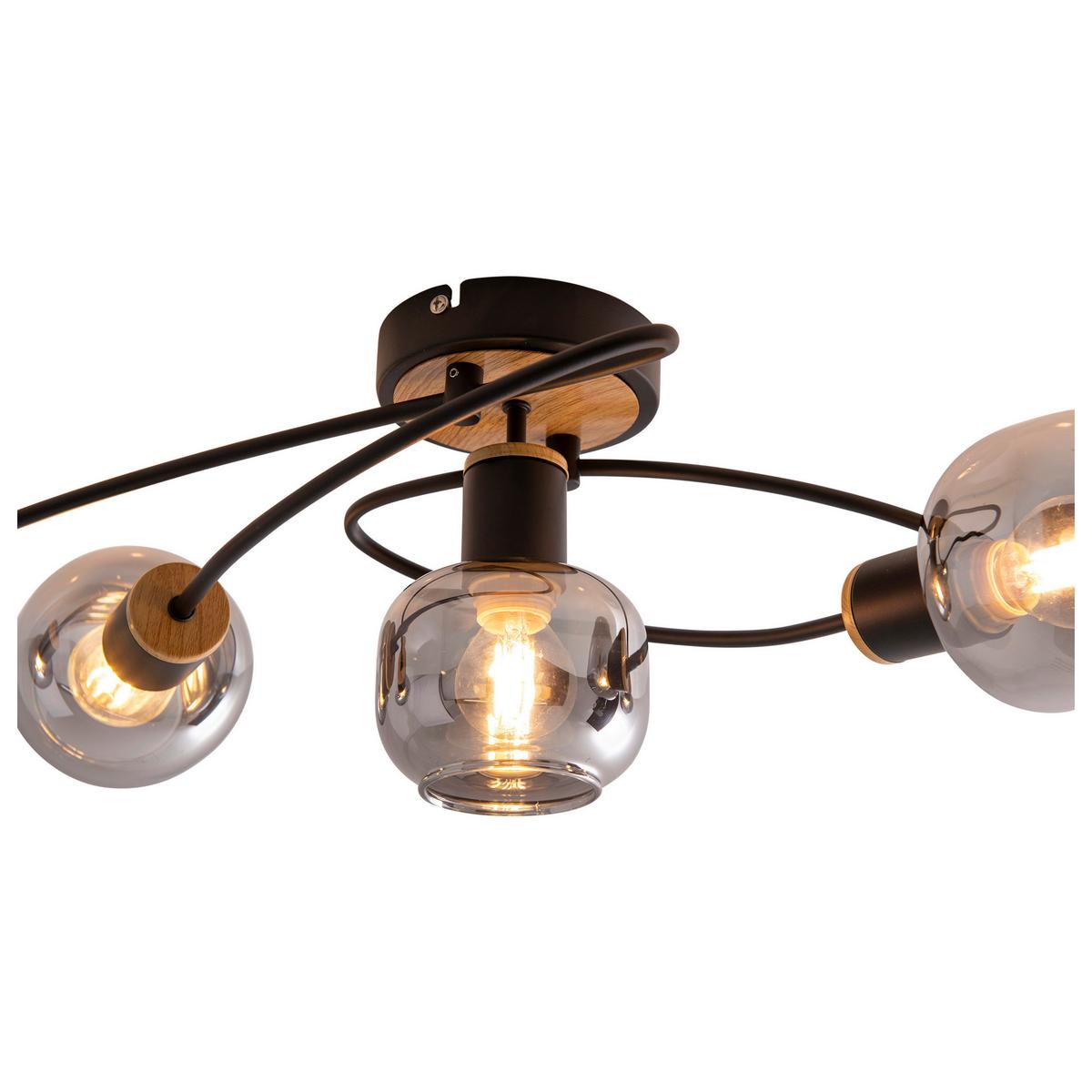 Deckenleuchte Fumoso - Schwarz/Naturfarben, Design, Glas/Metall (18,5cm) - Näve