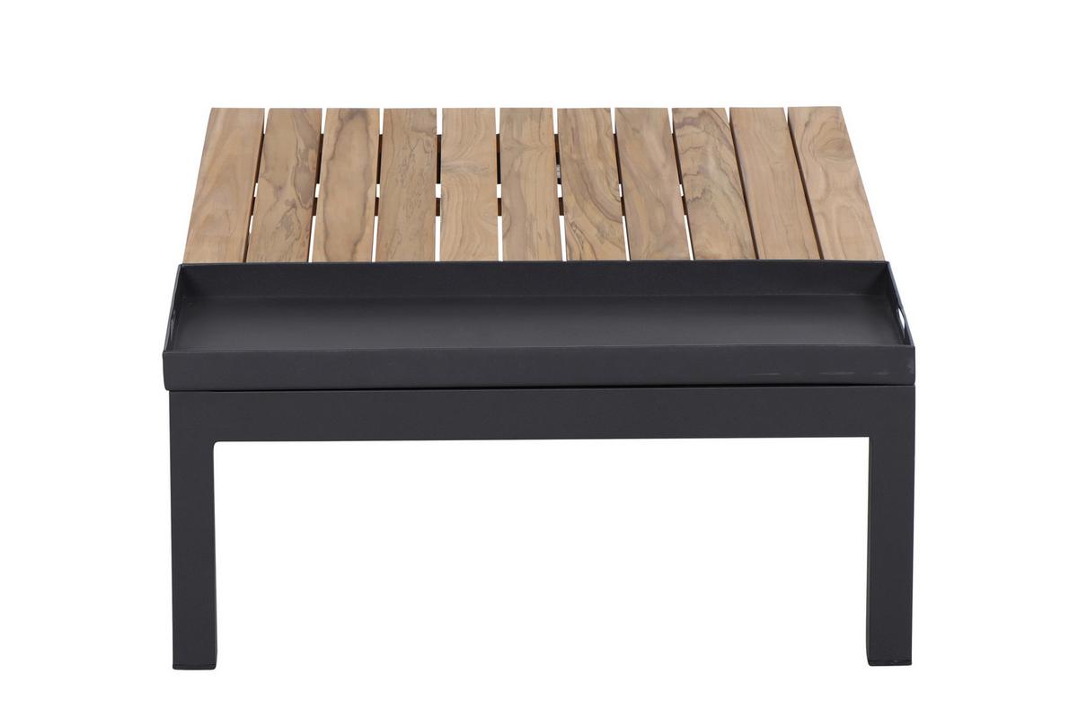 Loungegarnitur 4-Tlg Teakholz/Metall mit Kissen - Anthrazit/Grau, KONVENTIONELL, Holz/Textil (252/84/252cm) - Siena Garden