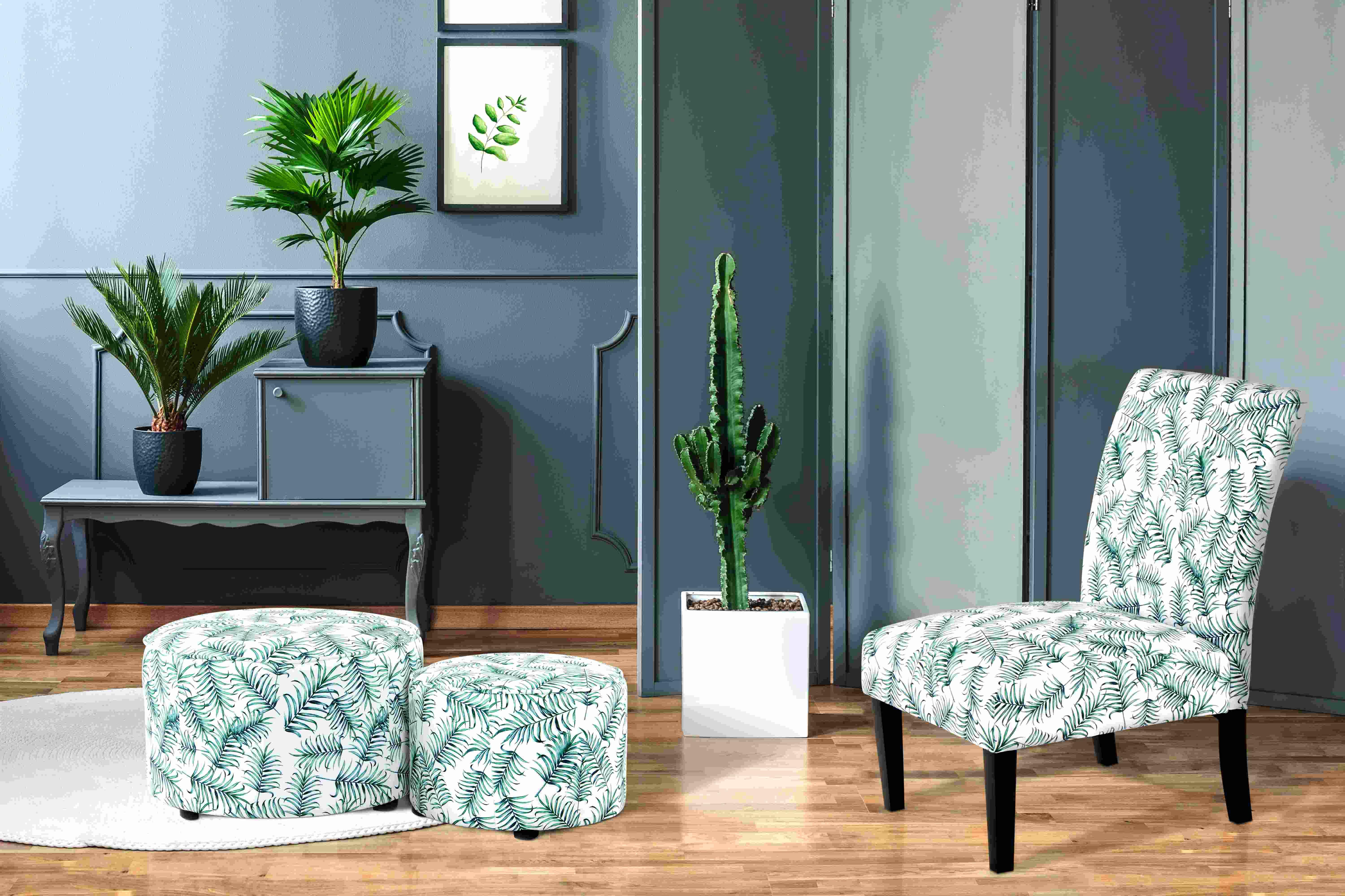 Stuhl Indira 100 Grün/weiß - Schwarz/Weiß, Design, Holz/Textil (55/92/77cm) - Kayoom