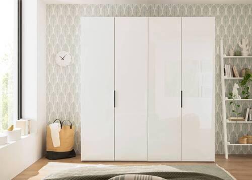 Drehtürenschrank 200 Cm Laar Weiß/weißglas - Weiß, MODERN, Holzwerkstoff (200/216/58cm) - MID.YOU