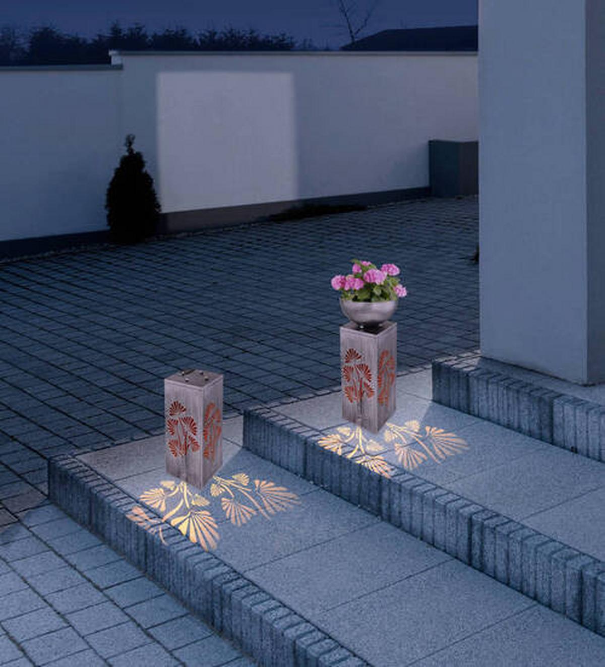 Solarleuchte 0,06 Watt Metall - Silberfarben, Design, Metall (25/59/25cm) - Globo