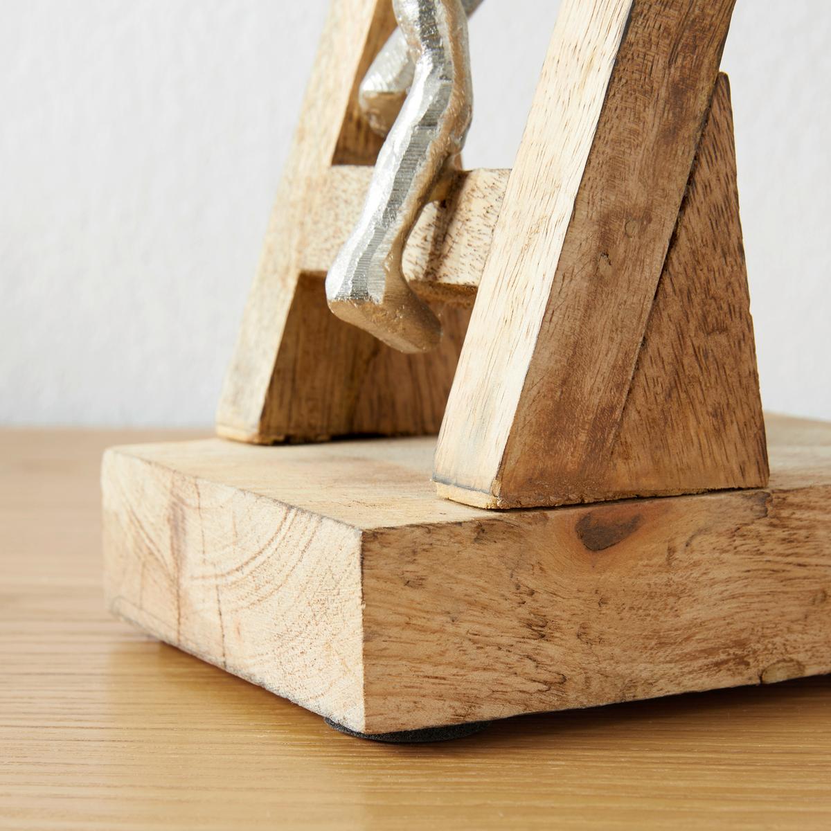 Drevená dekorácia Vissa - prírodná farba/strieborná, kov/drevo (13/10/57cm)