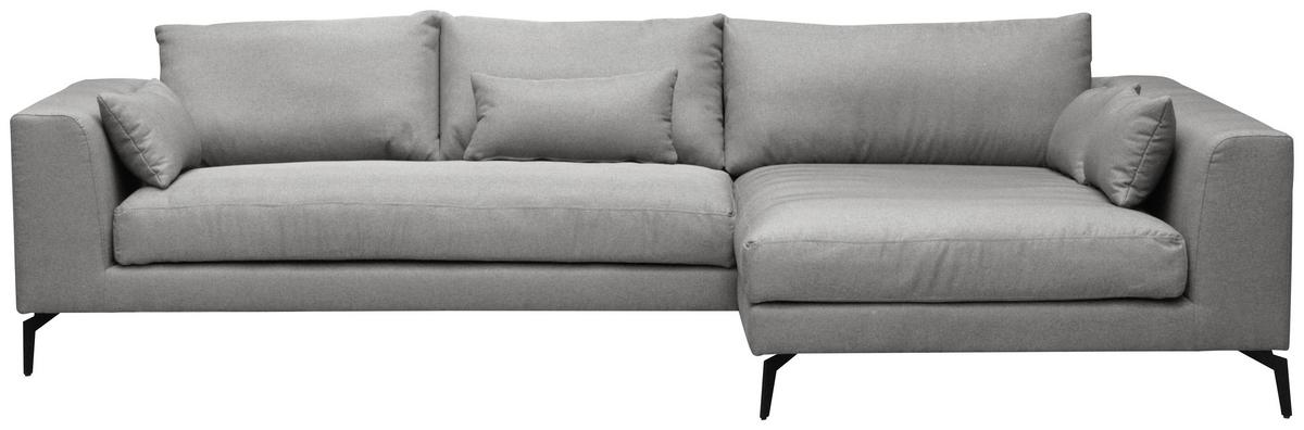 Ecksofa Berlin Webstoff Grau 313x172 Cm - Schwarz/Grau, Design, Textil (313/172cm) - Livetastic