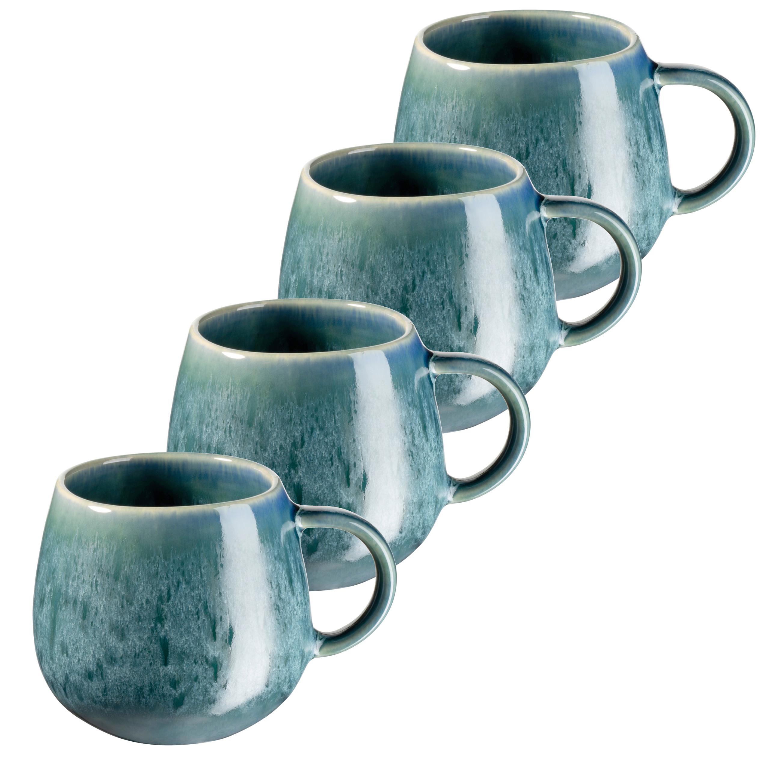 Kaffeebecherset CARELLIA Steinzeug, Blau, 4-teilig - Blau, Basics, Keramik (8/9cm) - Mäser
