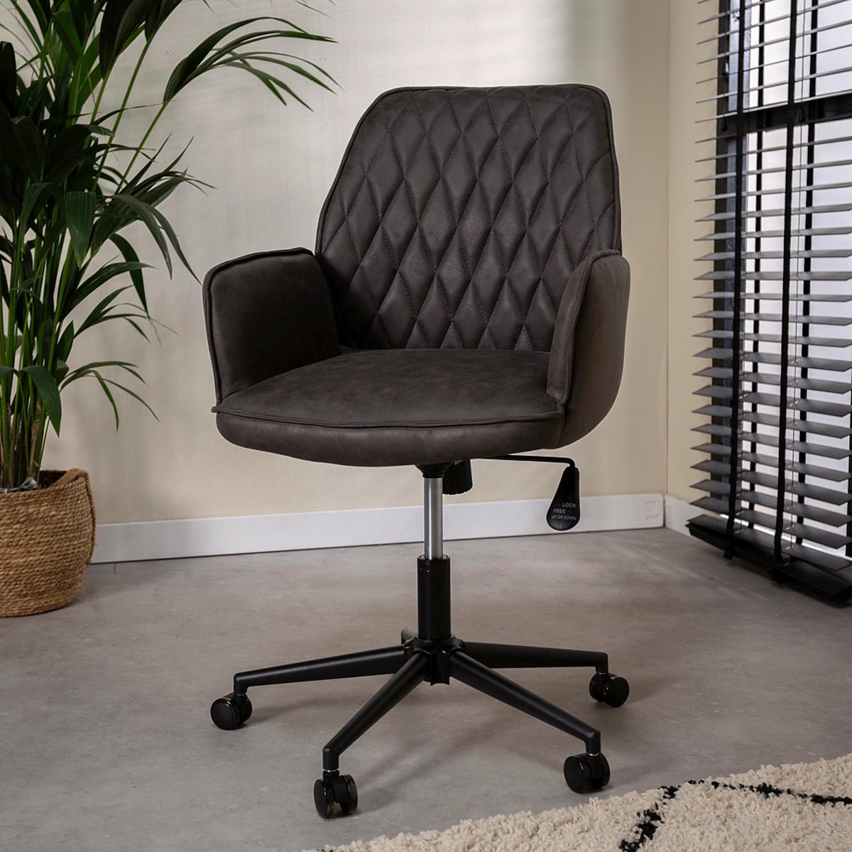 Drehstuhl Knox - Anthrazit/Schwarz, KONVENTIONELL, Textil/Metall (57/87/52cm) - MID.YOU