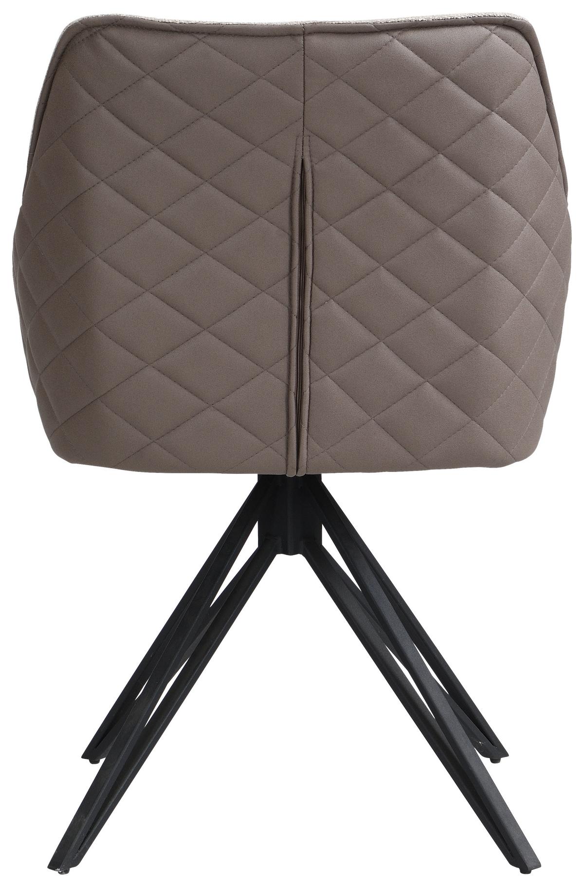 Armlehnstuhl Aurelia Braun B: 57 cm - Dunkelbraun/Schwarz, MODERN, Textil/Metall (57/82/61cm) - Livetastic