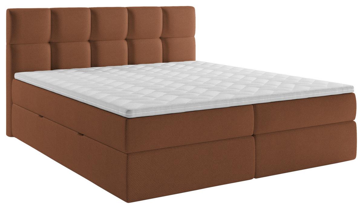 Boxspringbett Mit Topper & Bettkasten 180x220 Lorie Ii - Rostfarben/Schwarz, MODERN, Holz/Holzwerkstoff (180/220cm) - MID.YOU