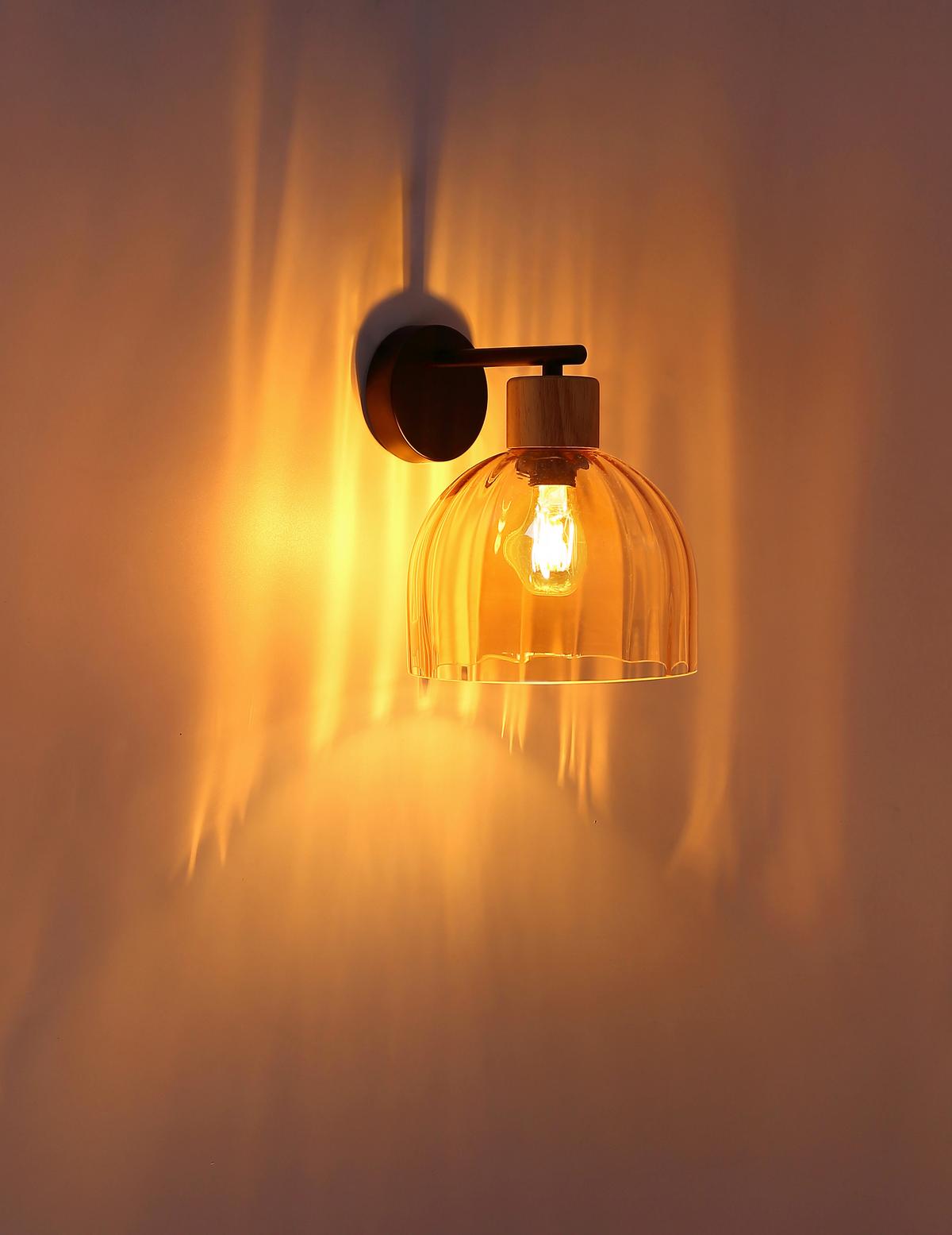 WANDLEUCHTE Braun, Schwarz, ca. 20x24x24cm - Schwarz/Braun, Design, Glas/Holz (20/23,5/24cm) - Globo
