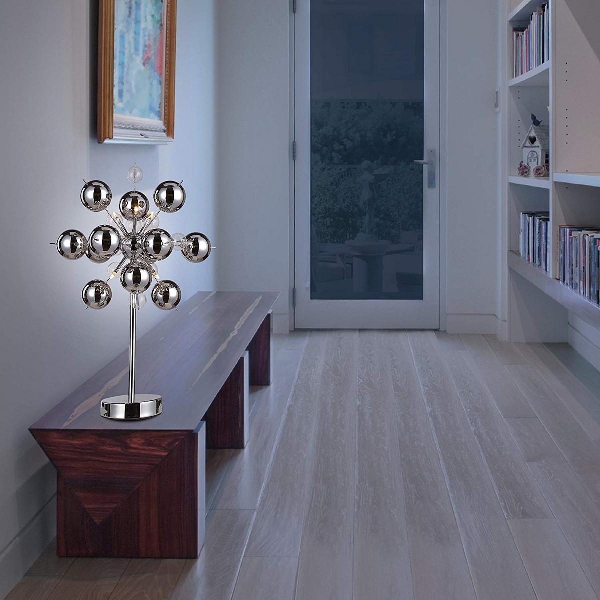 Tischlampe Explosion Klar/ Chromfarben - Klar/Chromfarben, Design, Glas/Metall (50/73cm) - Näve