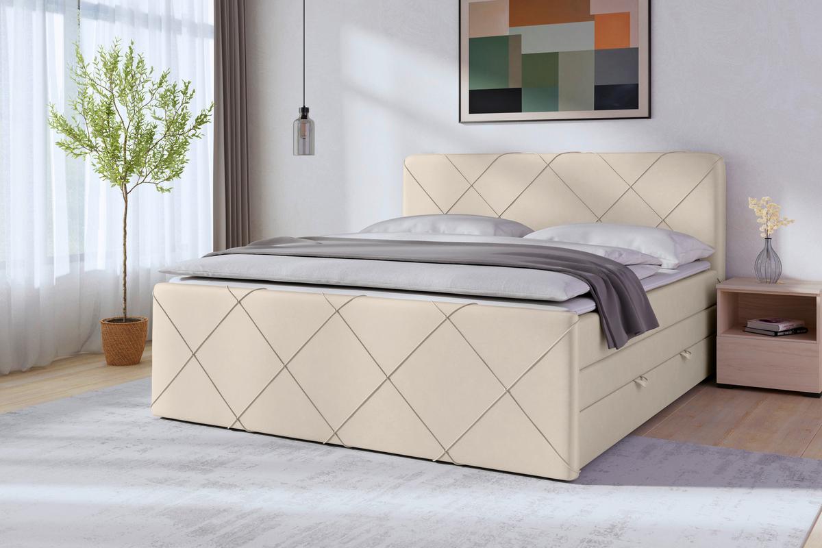 Boxspringbett mit Bettkasten Cordoba 180x200 Weiß - Schwarz/Weiß, MODERN, Holzwerkstoff/Kunststoff (180/200cm) - MID.YOU
